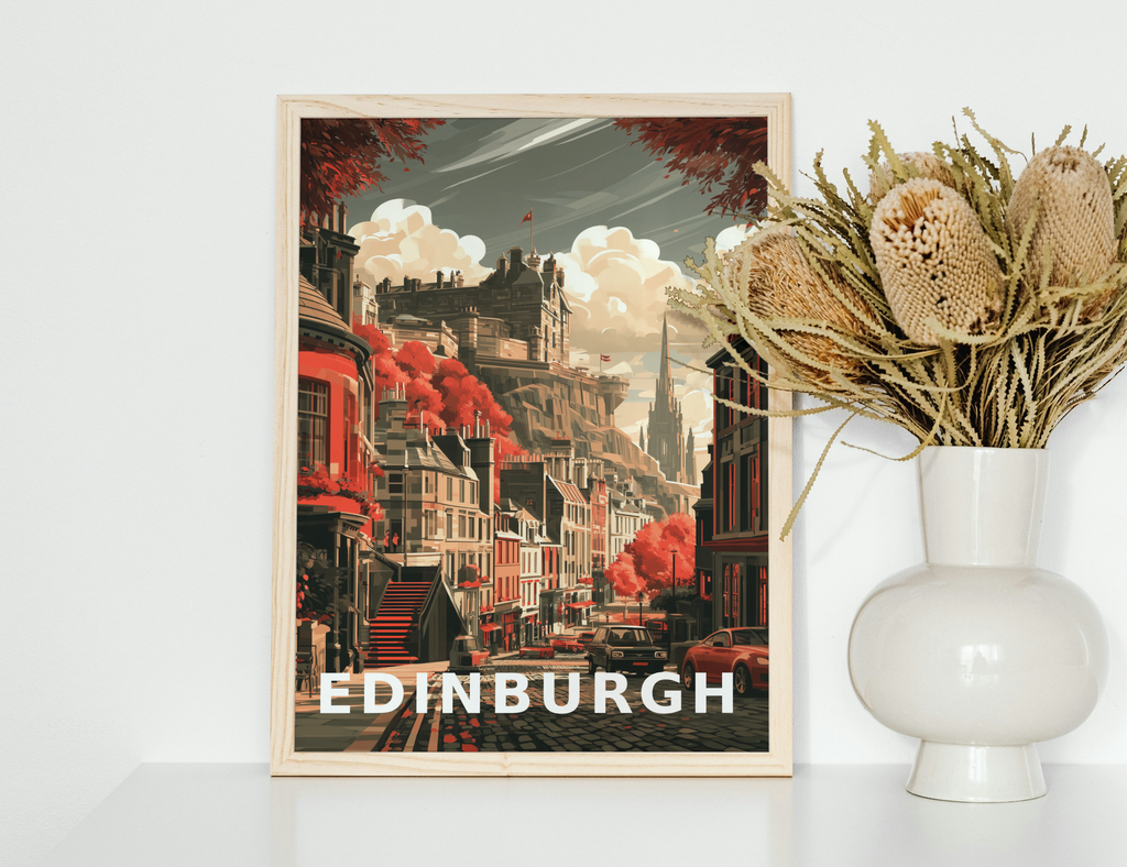Vintage Edinburgh Castle Travel Print
