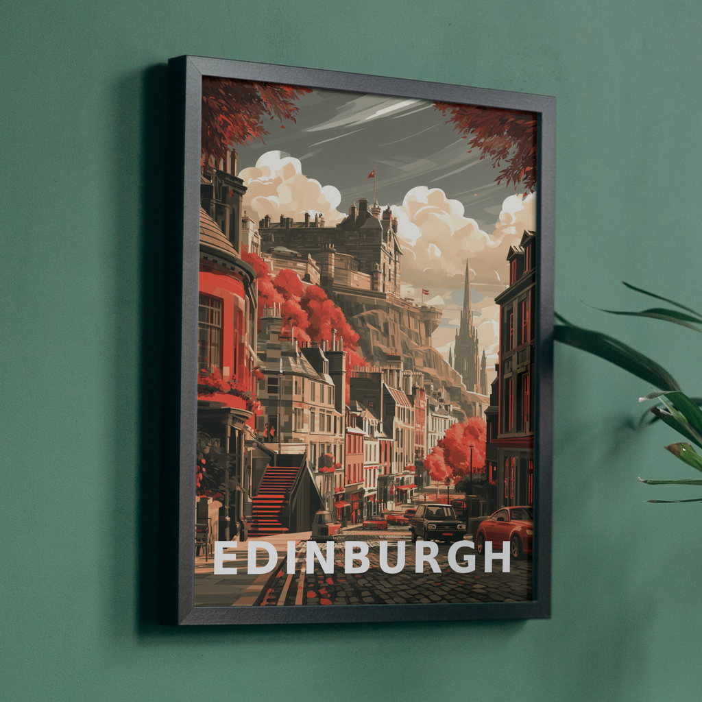 Vintage Edinburgh Castle Travel Print