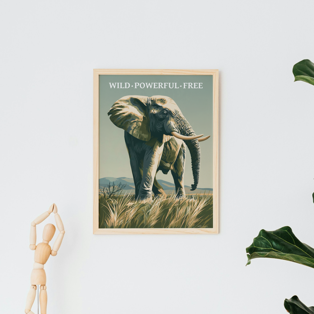 Wild Powerful Free African Elephant Art Print