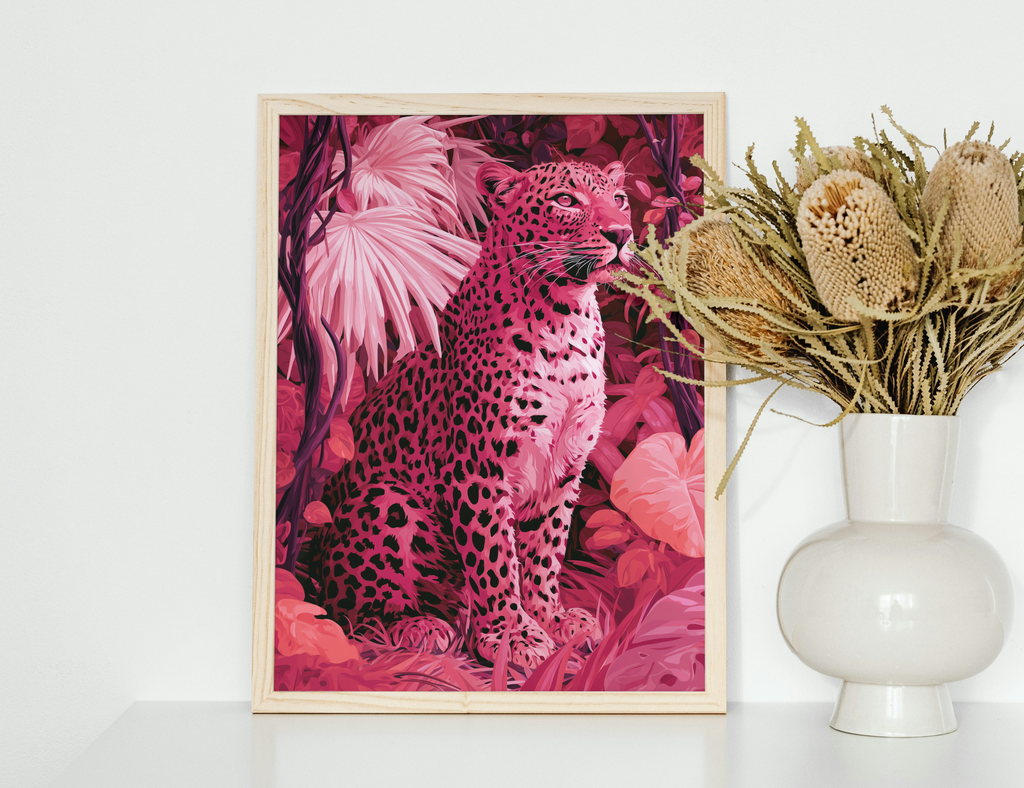 Pink Jungle Leopard Art Print