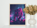 Neon Cyberpunk Leopard Art Print