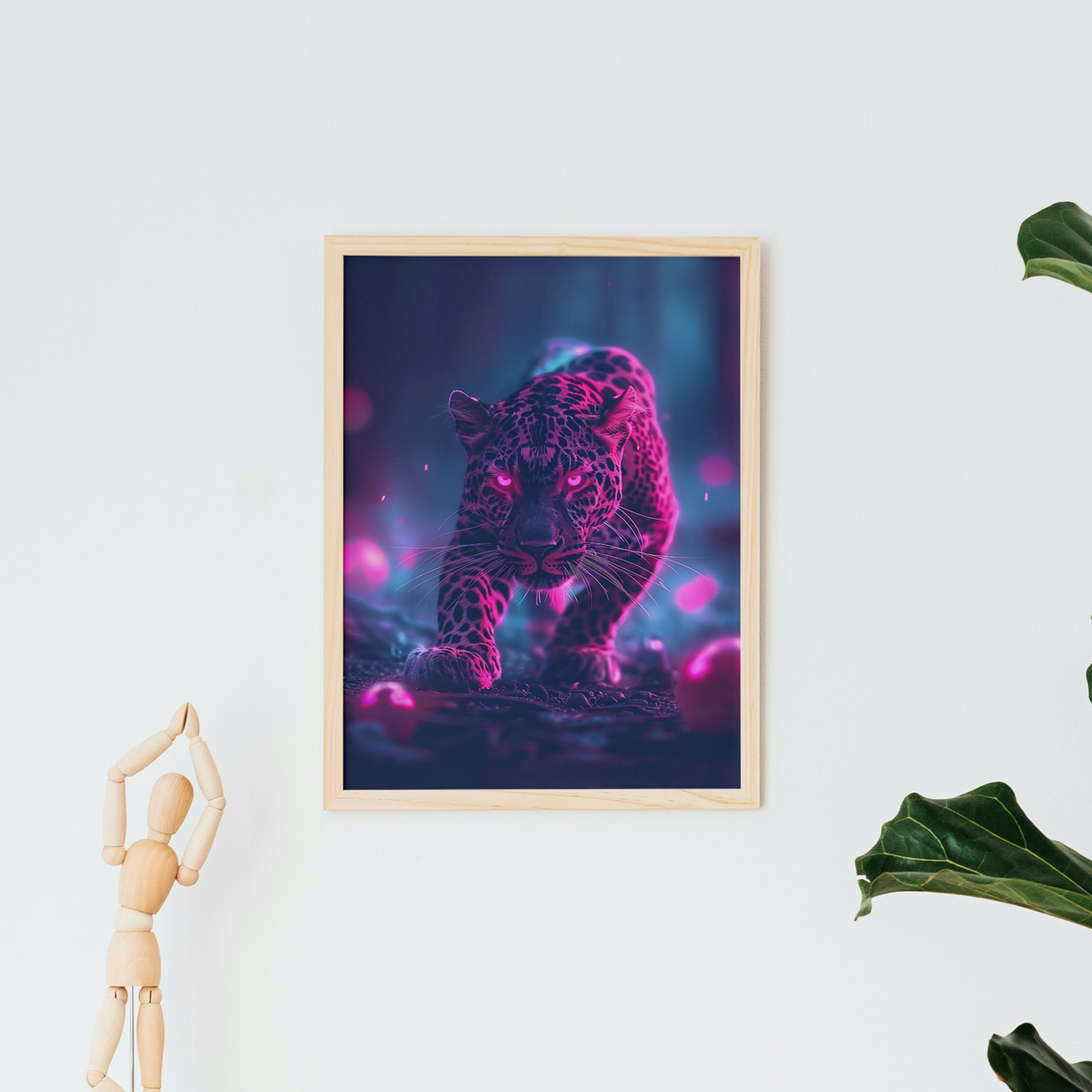 Neon Cyberpunk Leopard Art Print