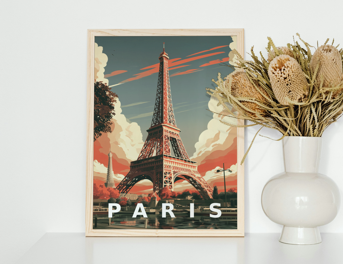 Vintage Paris Eiffel Tower Travel Print