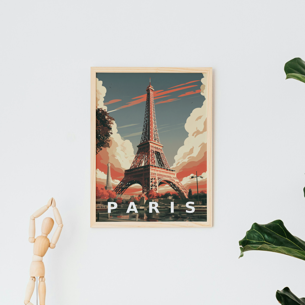 Vintage Paris Eiffel Tower Travel Print