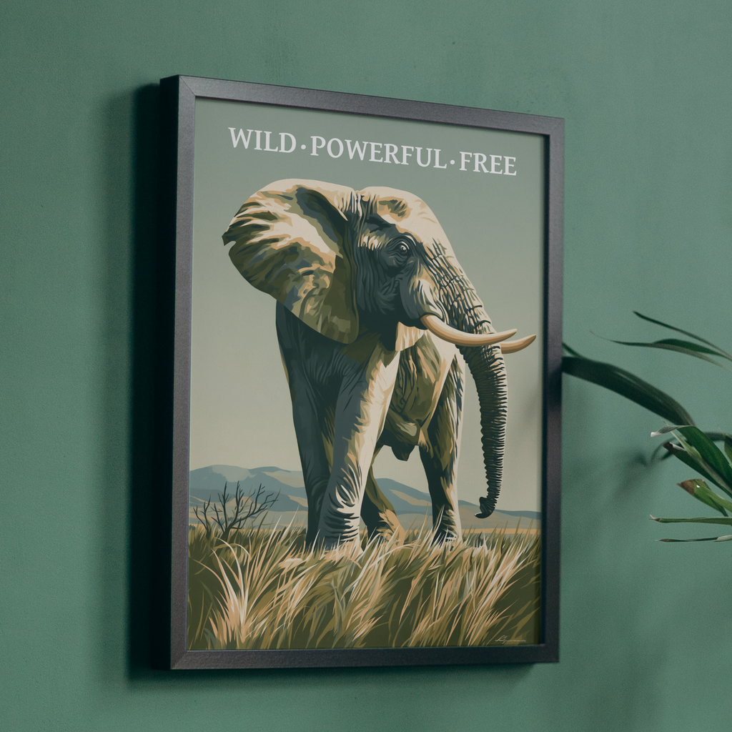 Wild Powerful Free African Elephant Art Print